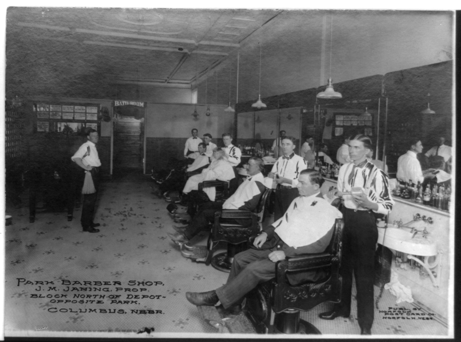 The Park Barber Shop, Columbus, Nebraska, [no date recorded on caption card] — historic photograph