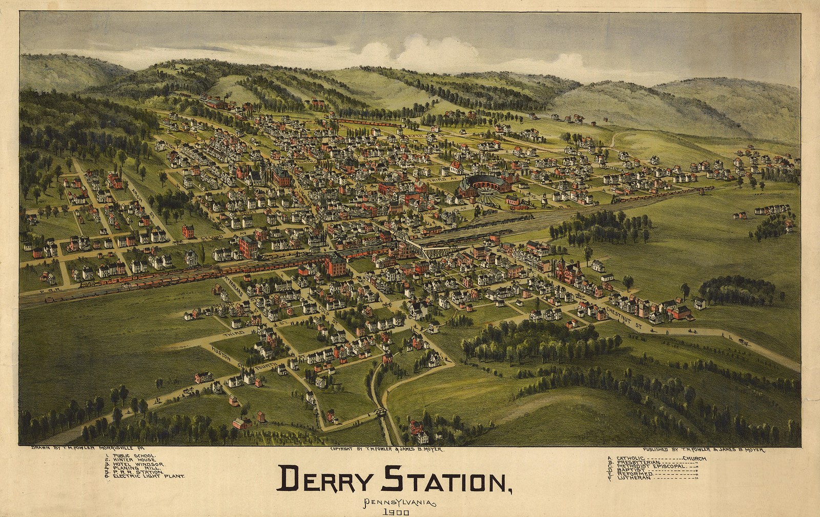 Derry Station, Pennsylvania, 1900, 1900 — antique map