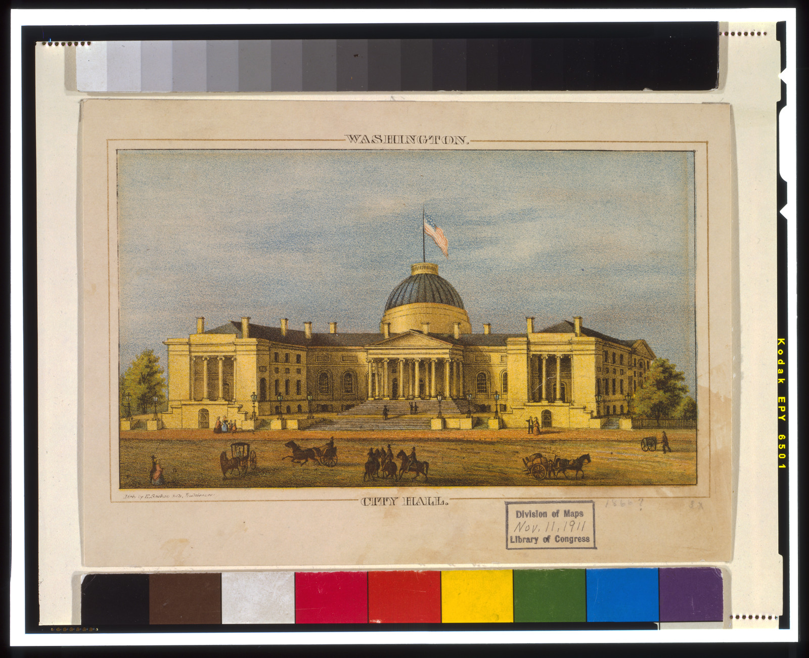 City Hall - Washington / lith. by E. Sachse & Co., Baltimore., [ca. 1866] — antique lithograph