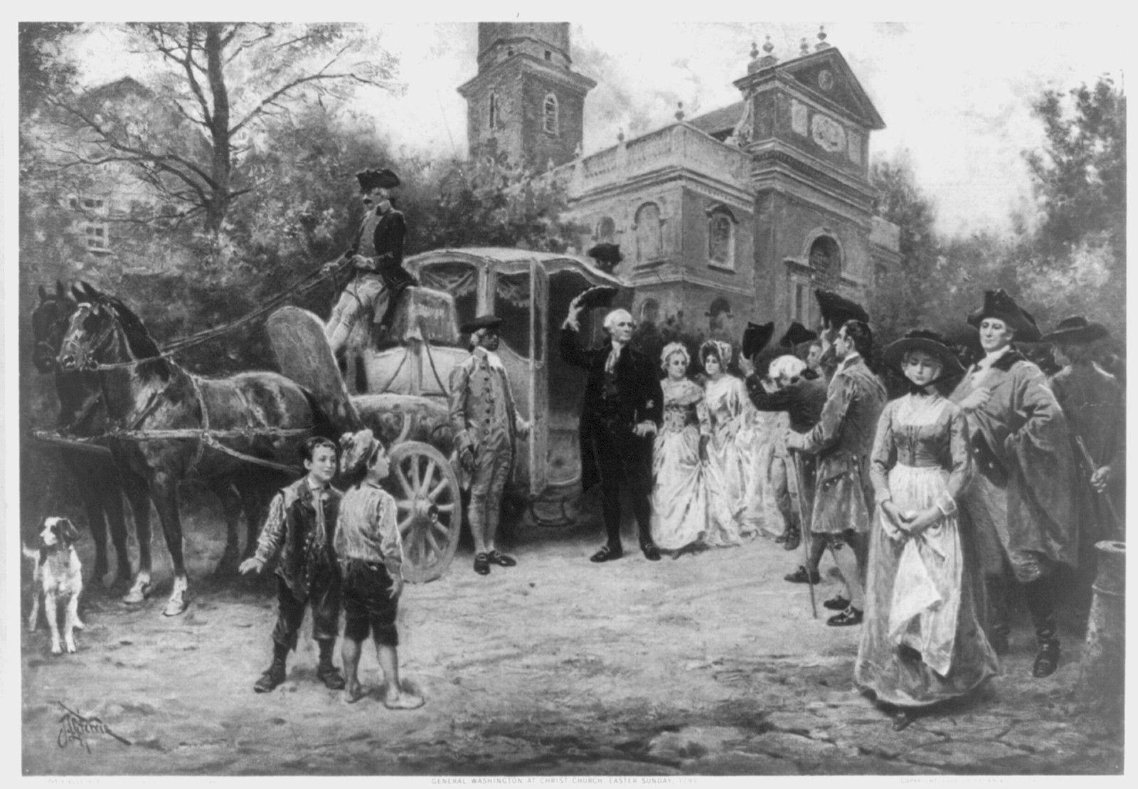 General Washington at Christ Church, Easter Sunday, 1795 / J.L.G. Ferris., c1908. — historic print