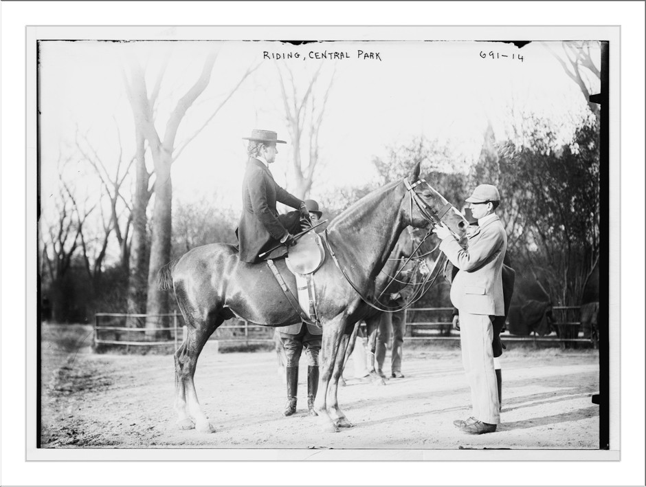 Horseback riding ring, Central park, New York, n/a — historic photograph
