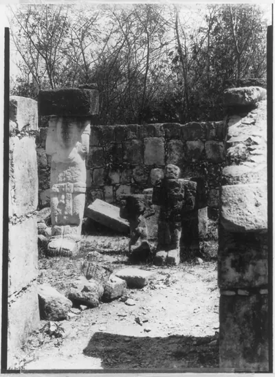 [Mayan monuments at Chichen-Itza, Yucatan, Mexico, 1932: Temple of the Little Heads"]"