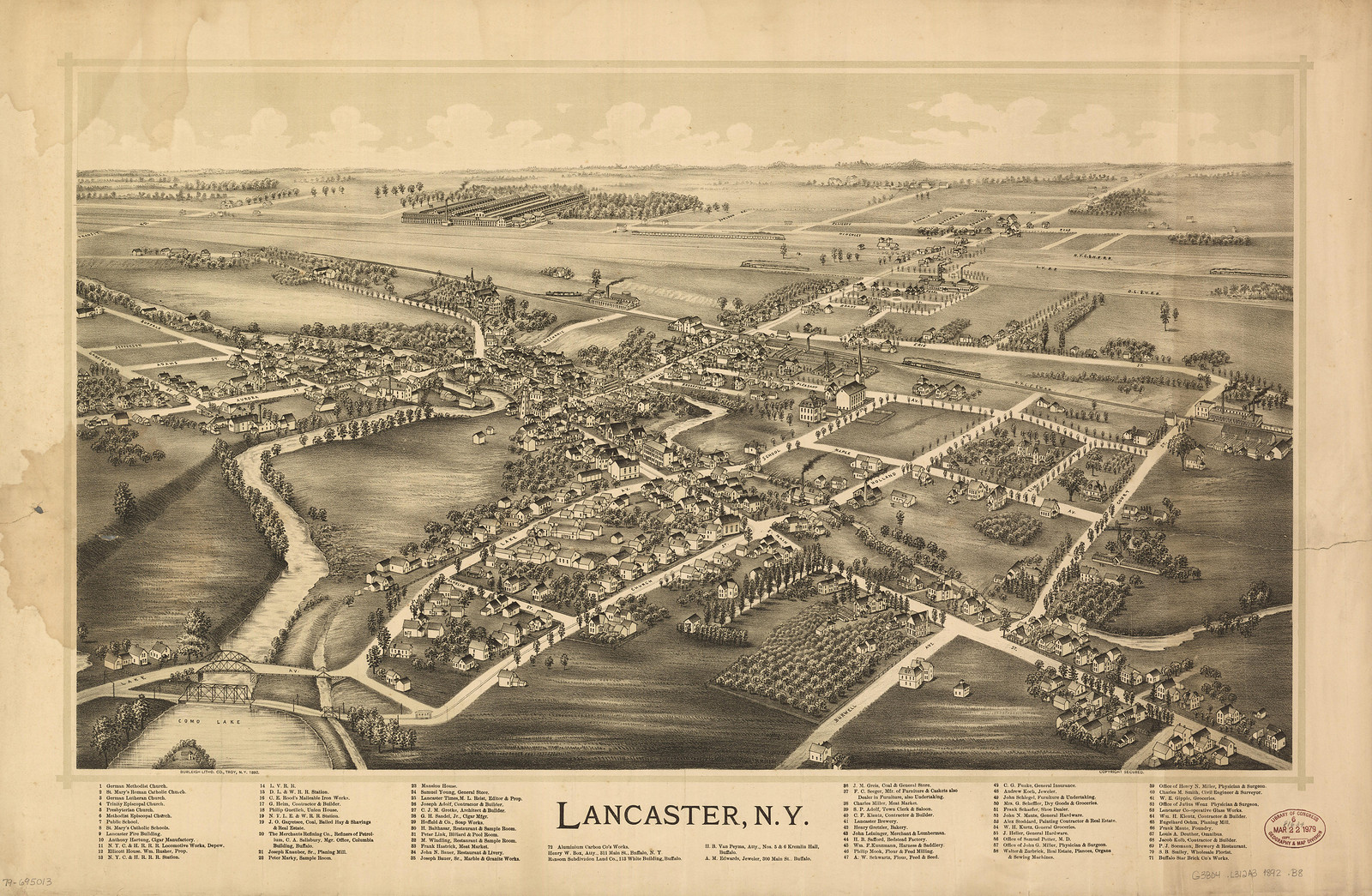 Lancaster, New York, 1892, 1892 — antique map