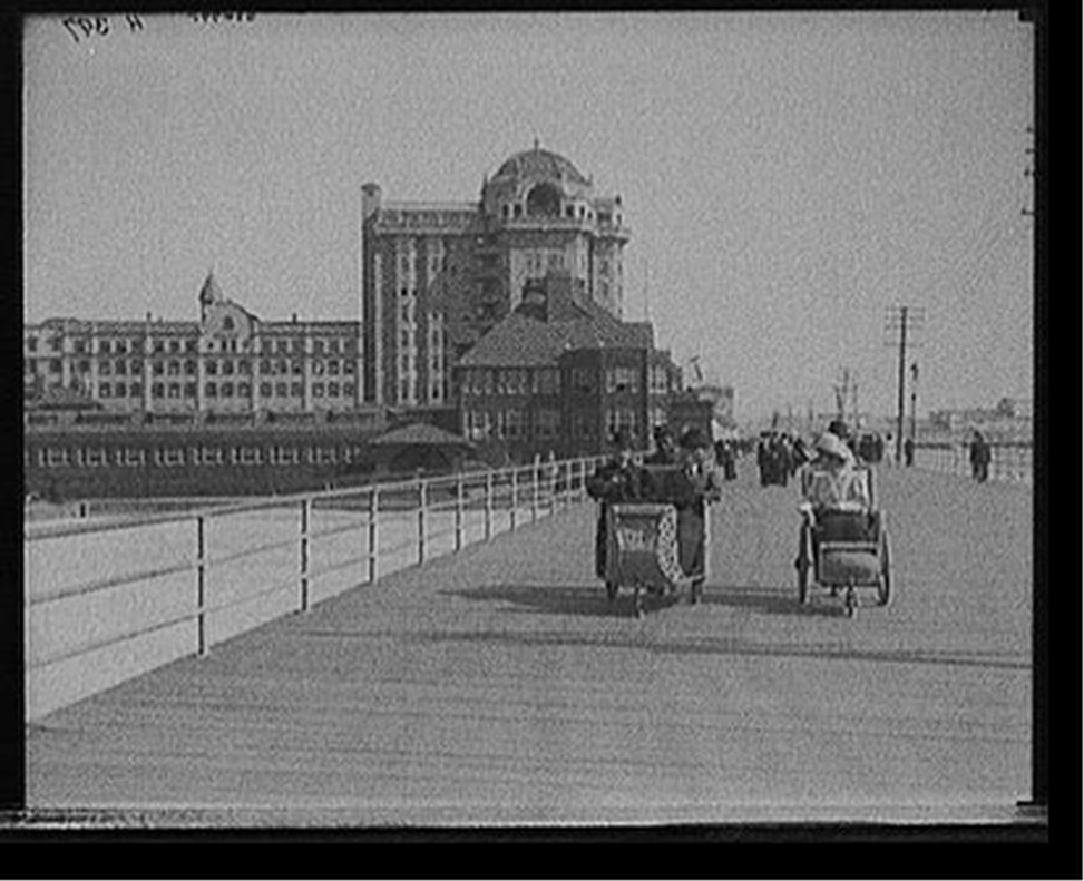 [Atlantic City, N.J., roller chairs on the boardwalk], [between 1890 and 1910] — historic photograph