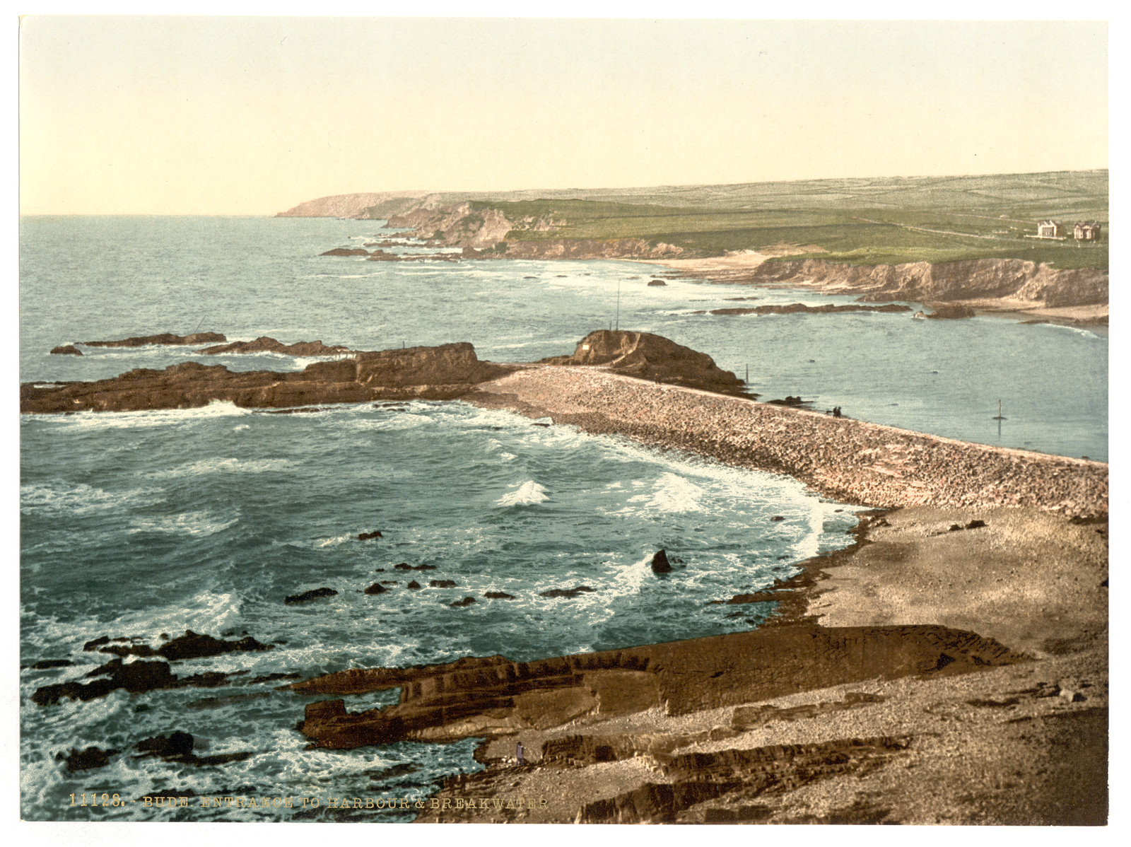 Bude entrance to harbor and breakwater Cornwall England, [between ca. 1890 and ca. 1900]. — historic print