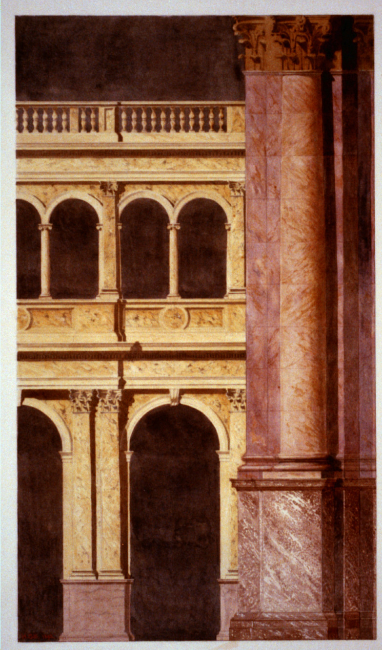 [Library of Congress (Congressional Library Building") D.C. Interior marble arches and columns]", ADE - UNIT 2446, no. 9 (D size) [P&P]Check for an online group record (may link to related items) — historic drawing