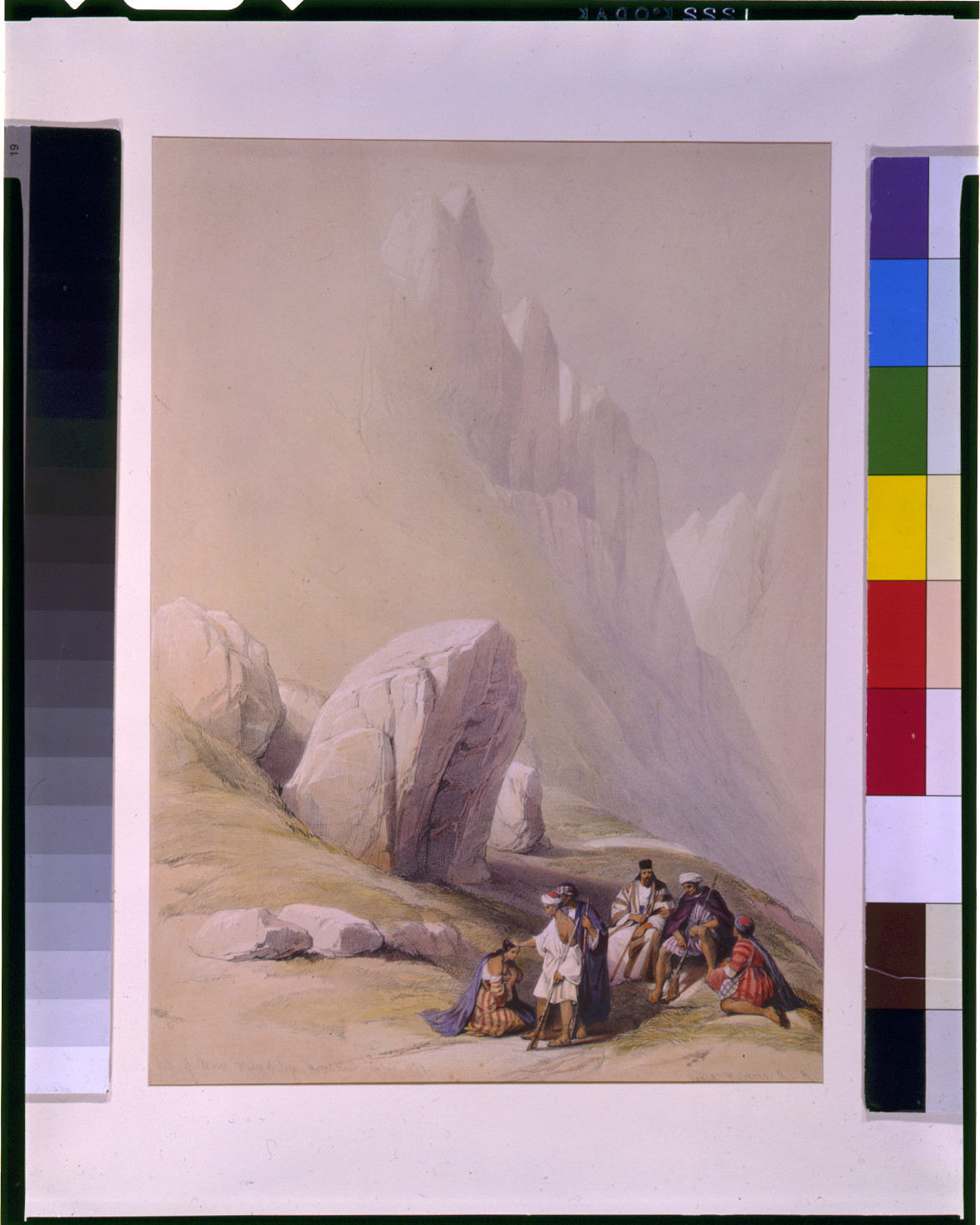 Rock of Moses Wady-el-Lega Mount Horeb Feby 22nd 1839 / David Roberts, R.A., [published between 1844 and 1845] — antique lithograph