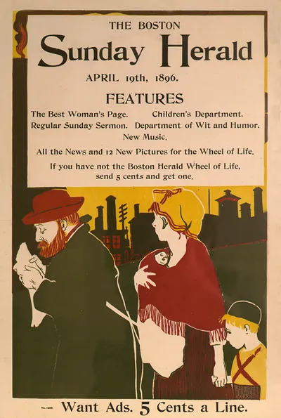 The Boston Sunday Herald Want Ads poster, April 1896
