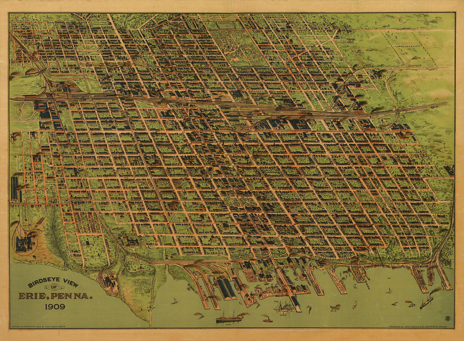 Erie, Pennsylvania, 1909, 1909 — antique map