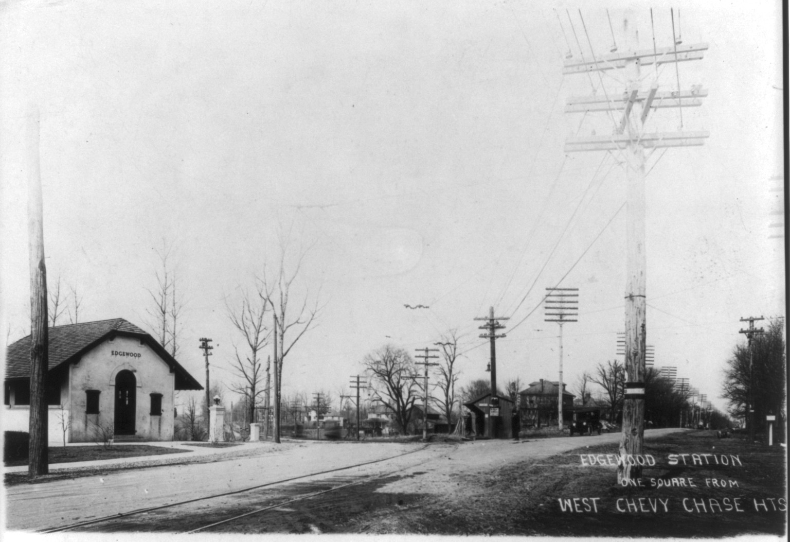 Edgewood [railroad] Station, one square from West Chevy Chase Heights [near Washington, D.C.], [no date recorded on caption card] — historic photograph