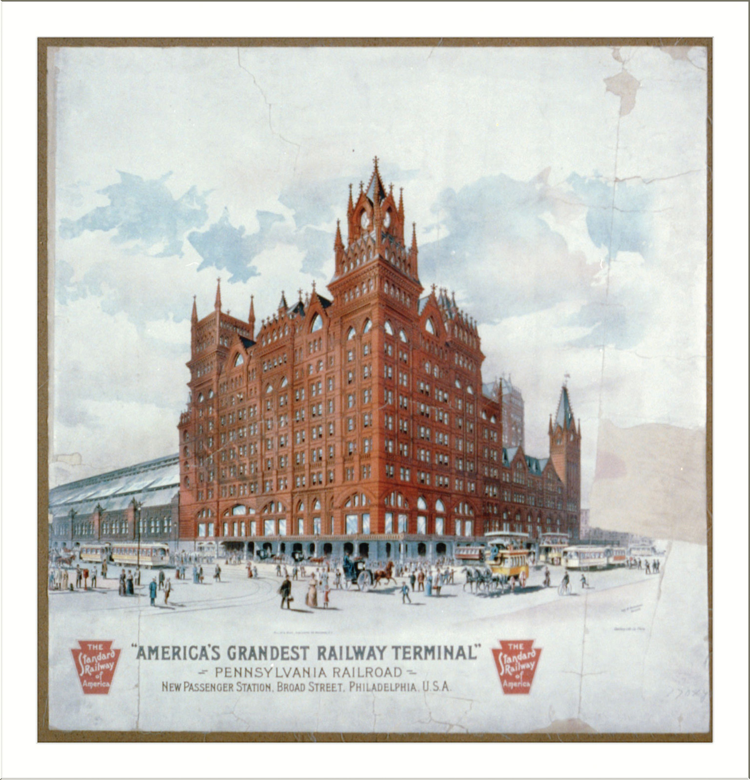 America's grandest railway terminal - Pennsylvania Railroad - new passenger station, Broad Street, Philadelphia, U.S.A. / Century Litho. Co., N.Y. : Miller & More, publishers, [1893] — vintage poster