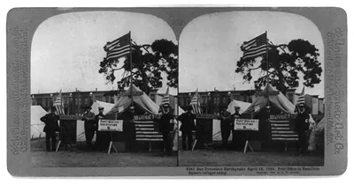 San Francisco Earthquake, April 18, 1906: Post Office [tent] in Hamilton Square refugee camp