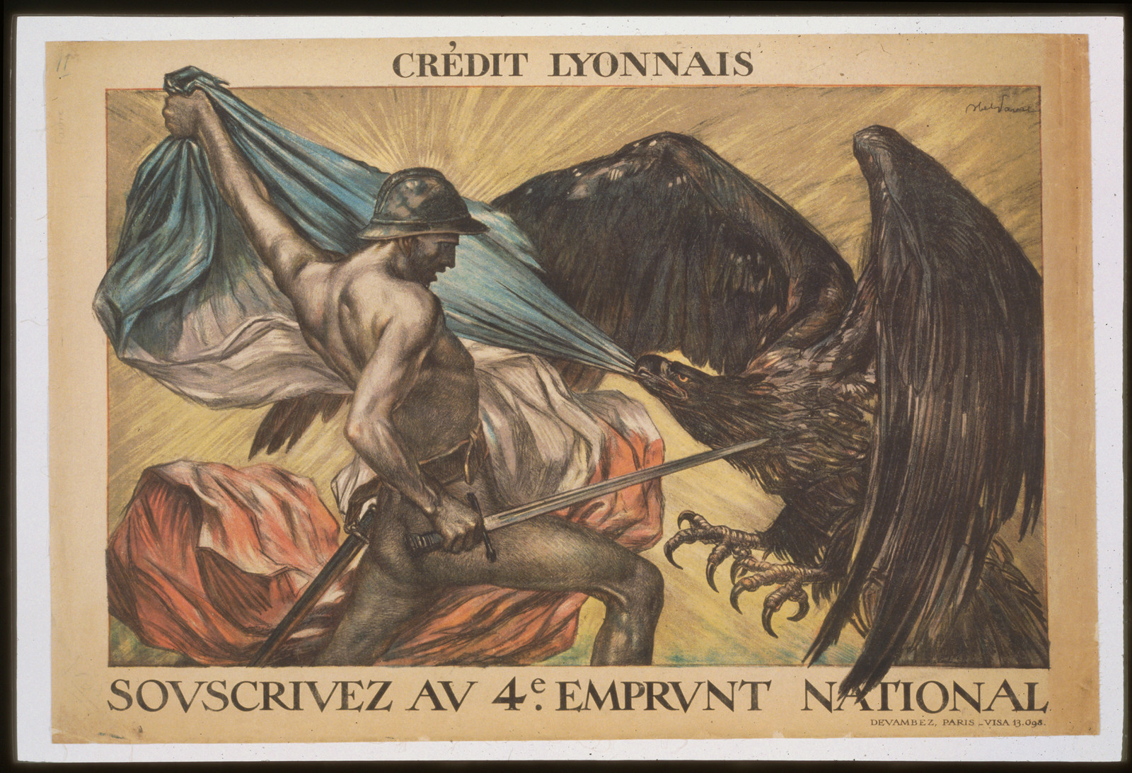 Creacutedit Lyonnais. Souscrivez au 4e Emprunt National, 1918 — vintage poster