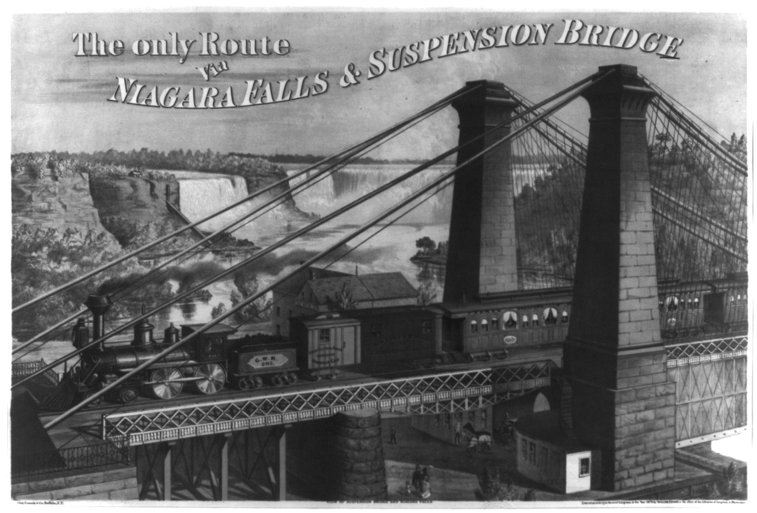 The only rout via Niagara Falls & Suspension Bridge, c1876. — historic print