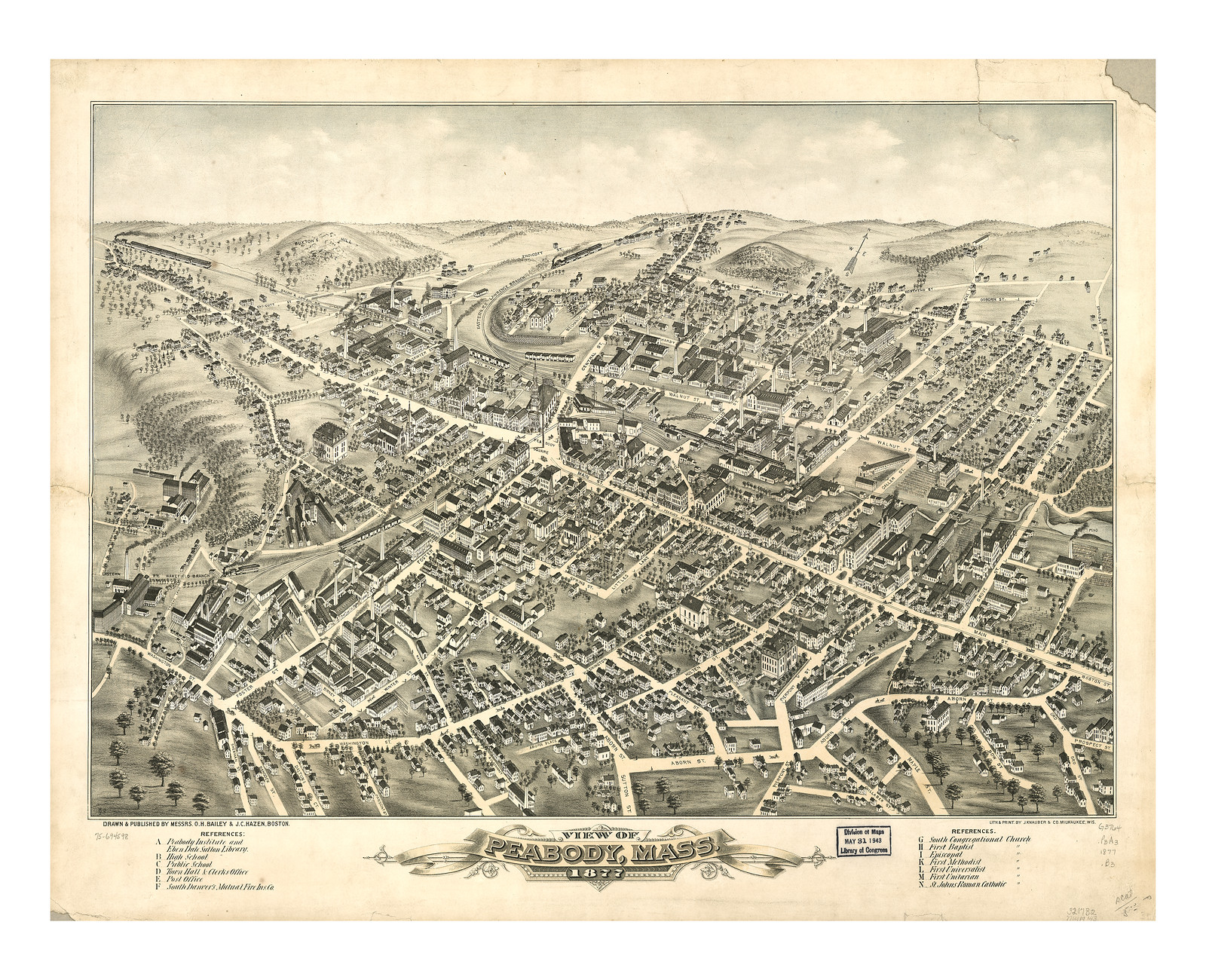 Peabody, Massachusetts — antique map
