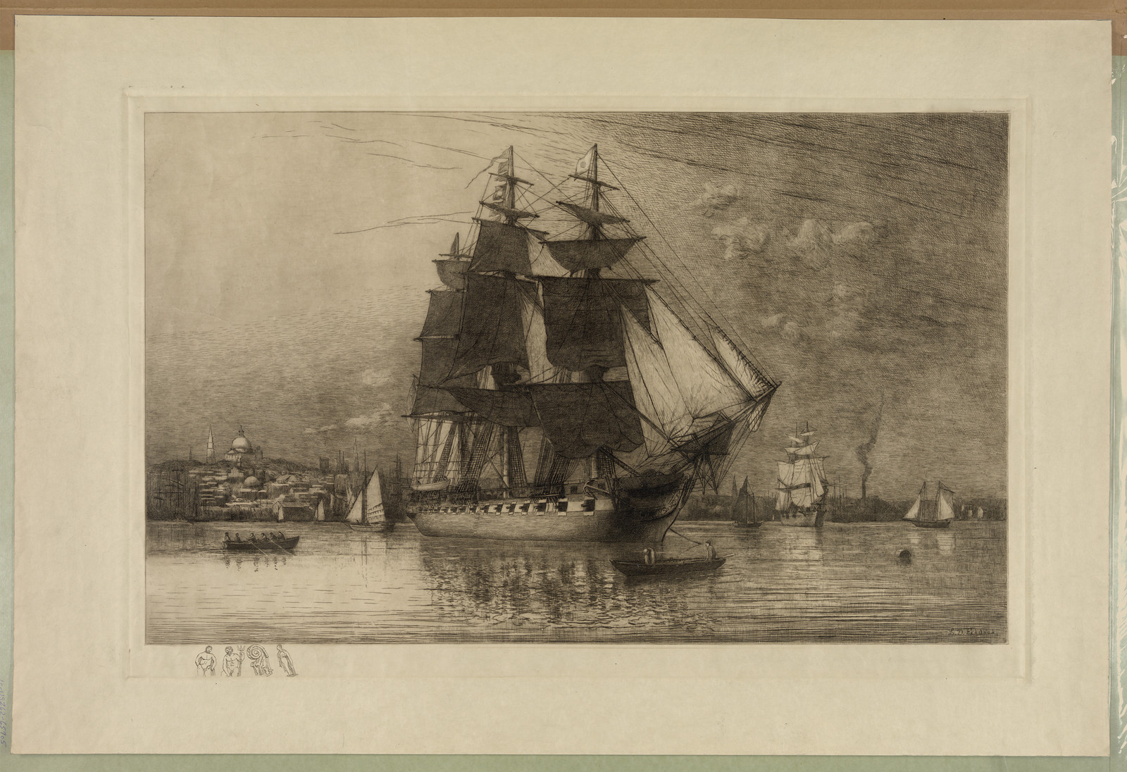 [The frigate Constitution in Boston Harbor], [no date recorded on shelflist card] — historic print