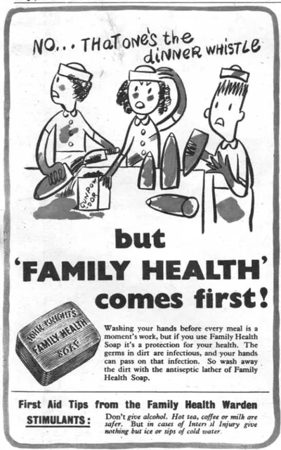 Family Health Soap advertisement: 'But Family Health comes first!'