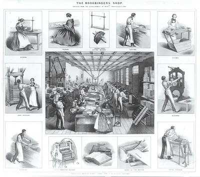 The bookbinders shop. Sketched from the establishment of Messrs. Westleys & Clark