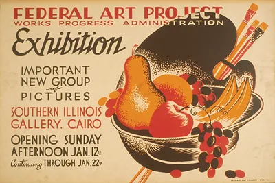Federal Art Project exhibition poster, Southern Illinois Gallery, Cairo
