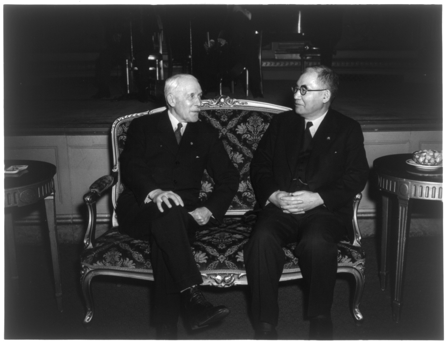 [Adm. Kichisaburo Nomura, 1877-1964, seated with Cordell Hull (?) Washington, D.C. Feb. 1941] — historic photograph