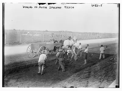 Working on motor speedway