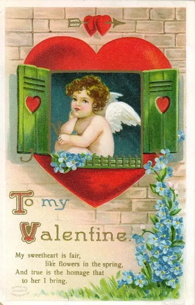 To my Valentine cherub card with verse