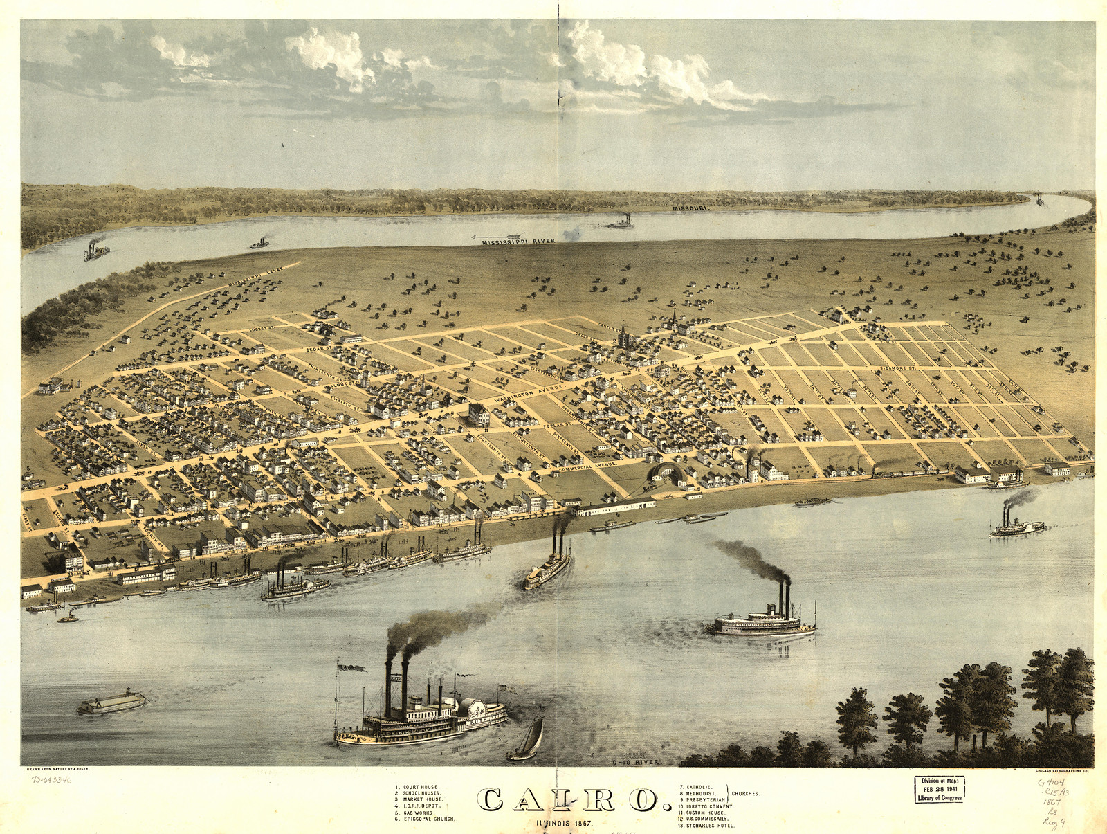 Cairo, Illinois, 1867, 1867 — antique map