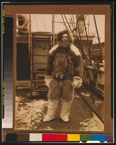 Peary on the main deck of steamship Roosevelt""