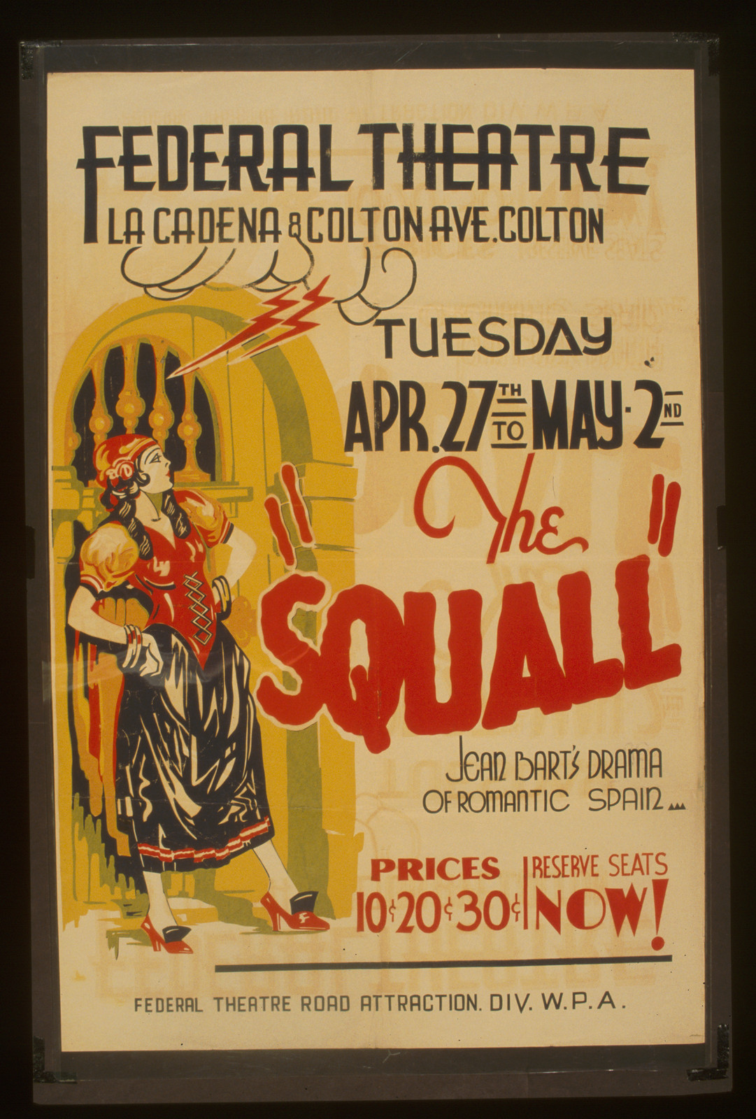 The squall Jean Barts drama of romantic Spain., 1937 — vintage poster