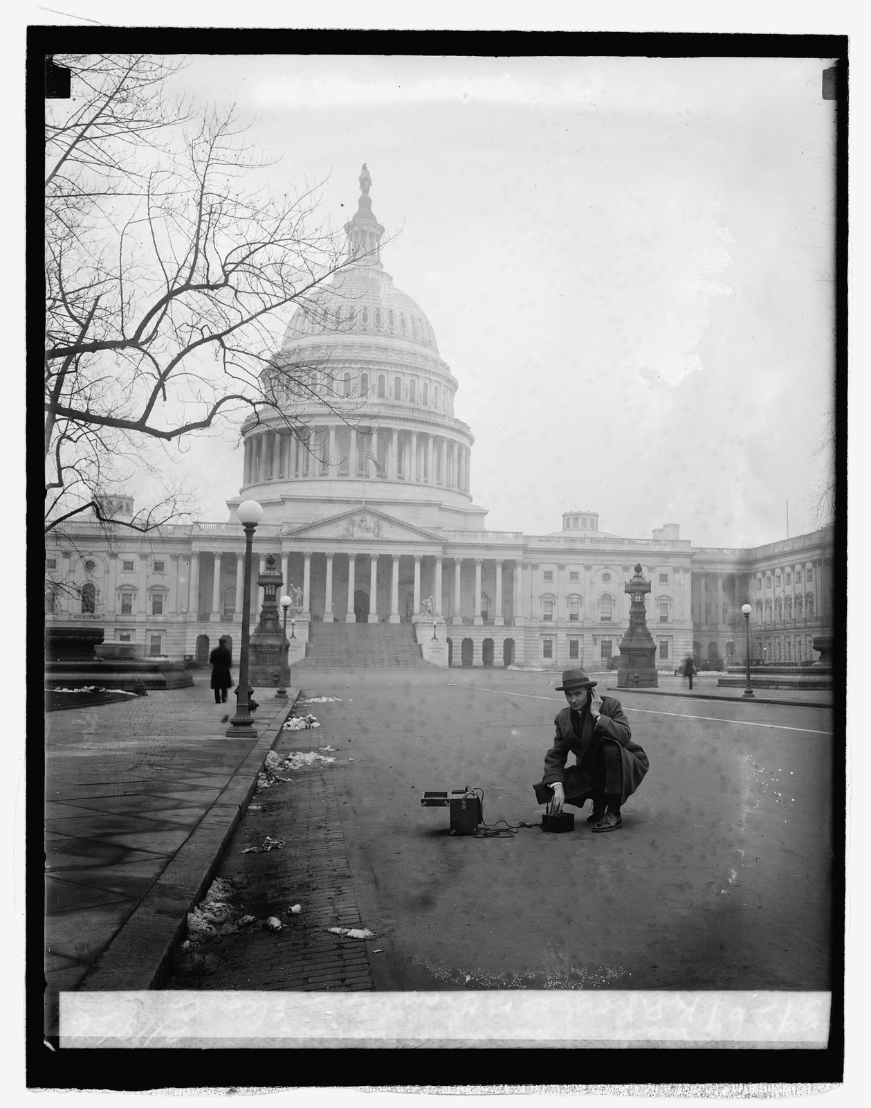 K.P. Royce of Graybear Elec. Co. making survey of noises, 2/18/26, [19]26 February 18. — historic photograph