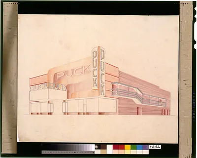 [Design proposal for the Puck Theater (New York City). Perspective]