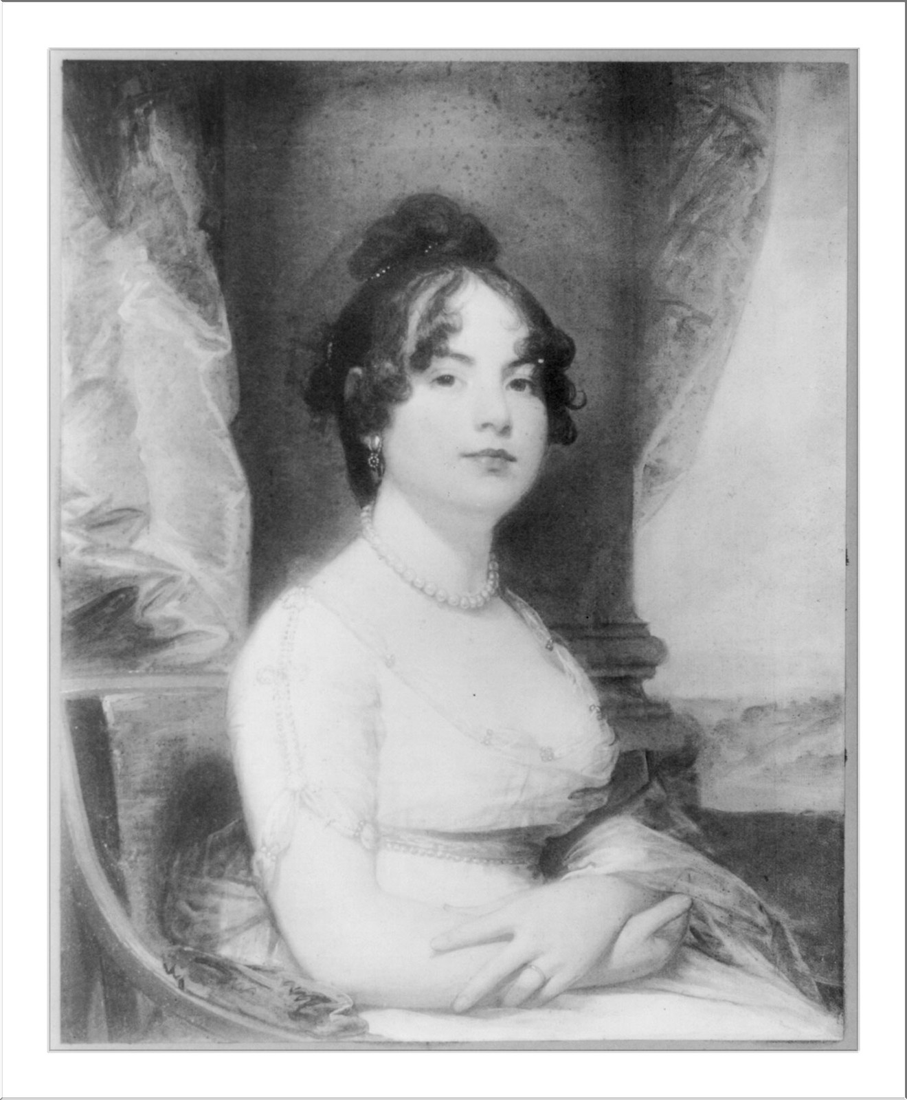 [Mrs. John Thomas Mason, half-length portrait, seated, facing right] — historic print