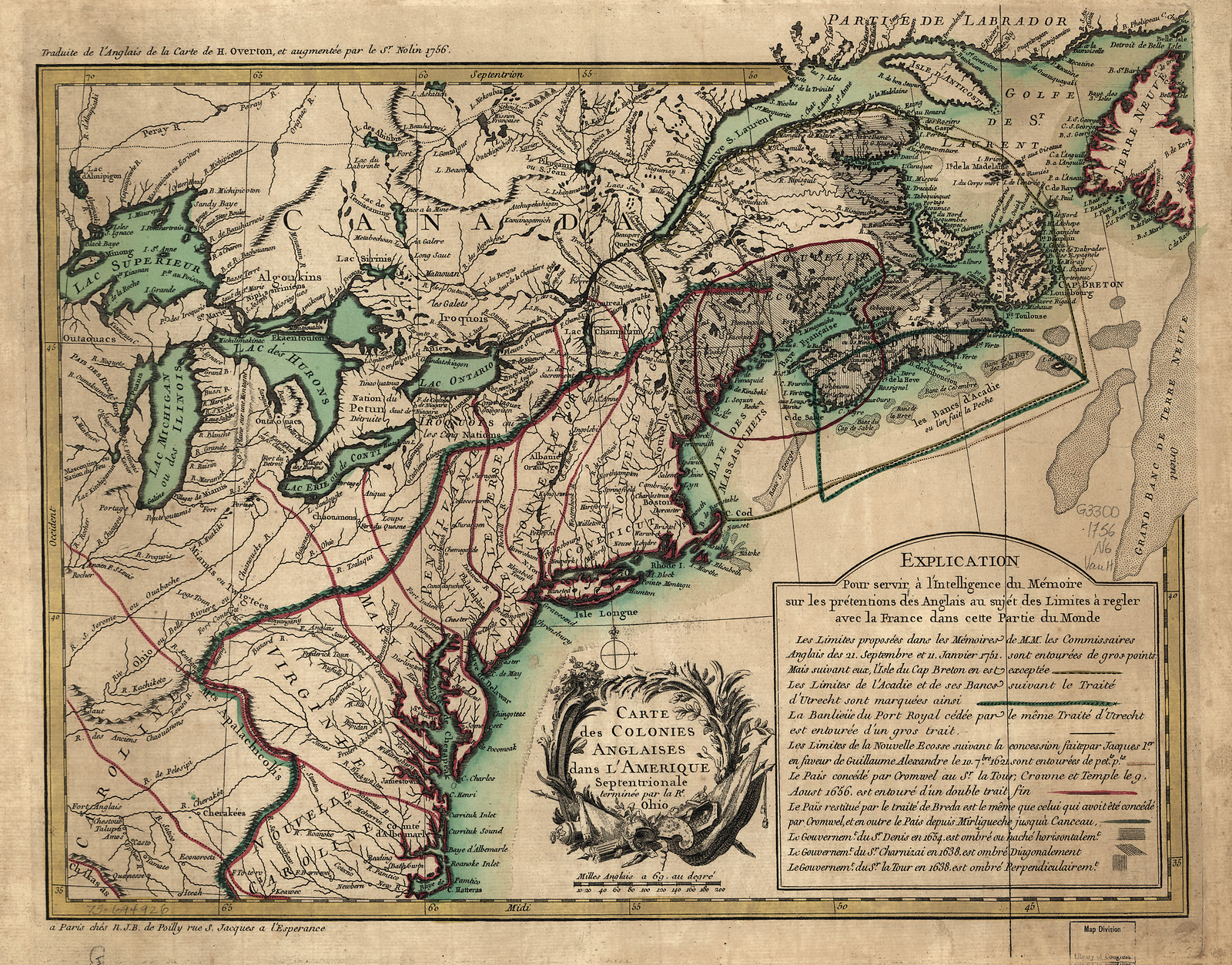 Map of the English Colonies in North America — antique map