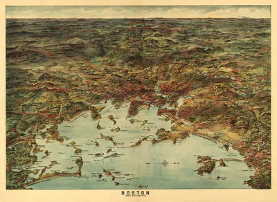 Boston and Environs, bird's-eye view map