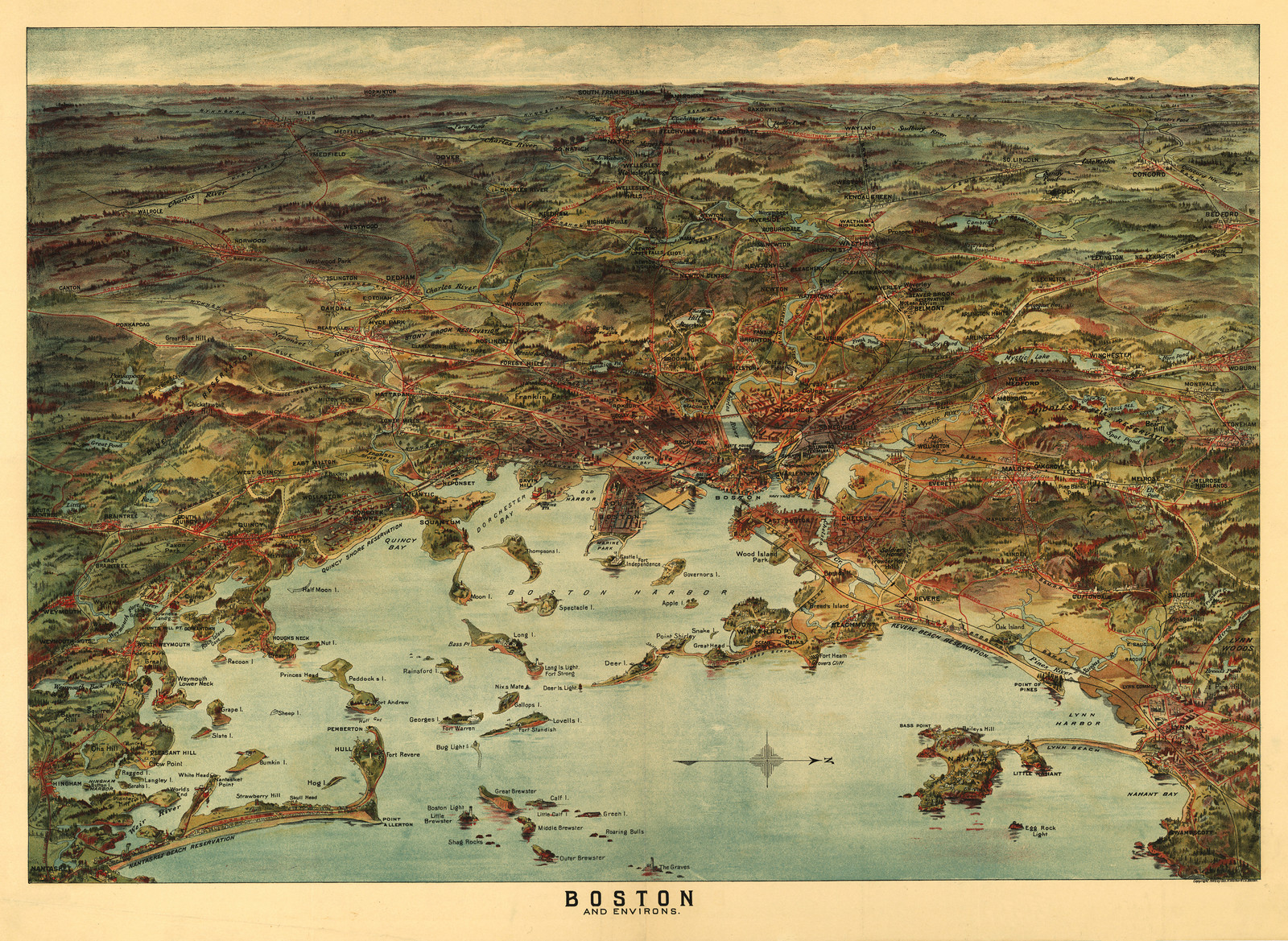 Boston, Massachusetts, 1905, 1905 — antique map