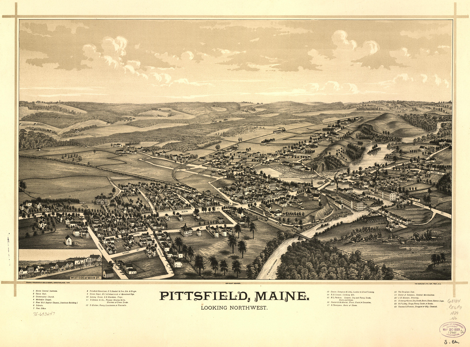 Pittsfield, Maine, 1889, 1889 — antique map
