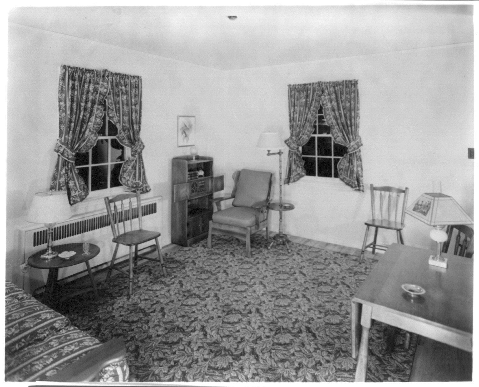 [$2500 model home built at the New York World's Fair; 1939: Living and dining room], 1939 — historic photograph