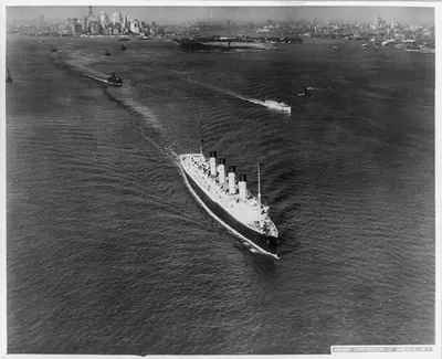 S.S. MAURETANIA in New York harbor