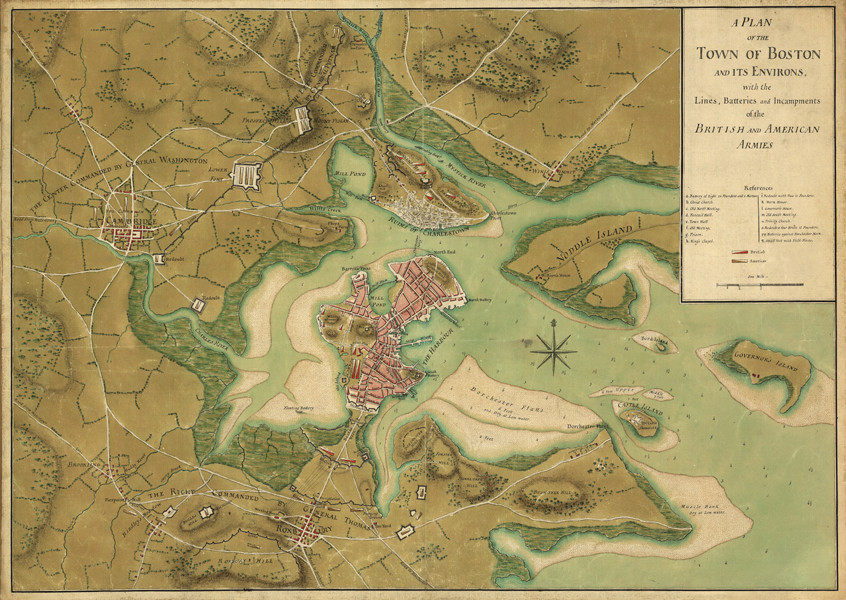 A Plan of the Town of Boston and its Environs — antique map