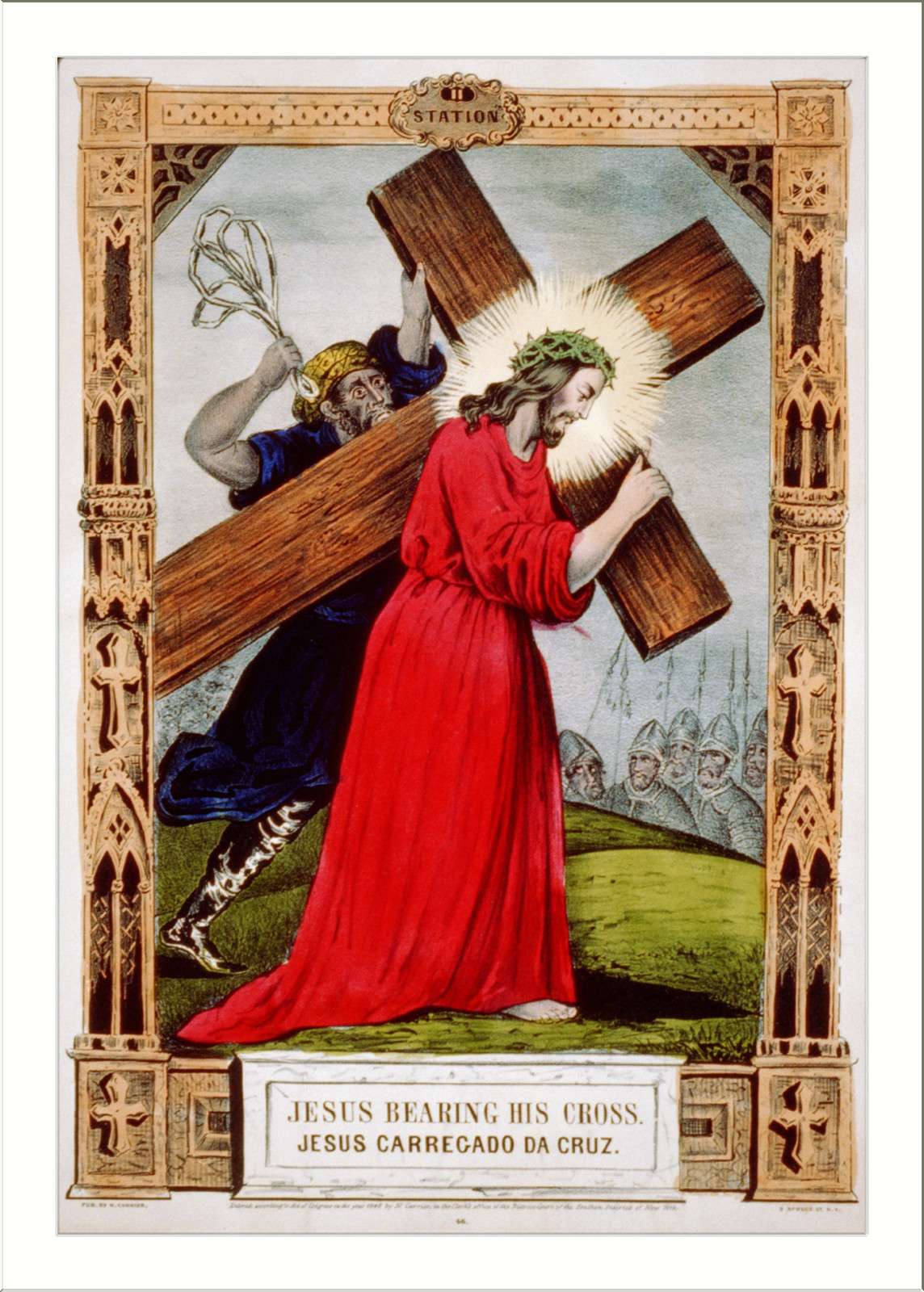 Jesus bearing his cross / Jesus carregado da cruz, New York : Published by N. Currier, c1848. — antique lithograph