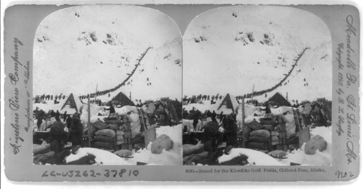 Bound for the Klondike gold fields, Chilcoot Pass, Alaska, c1898. — historic photograph