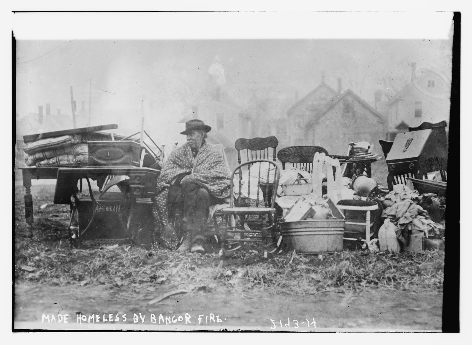 Made homeless by Bangor fire, n/a — historic photograph