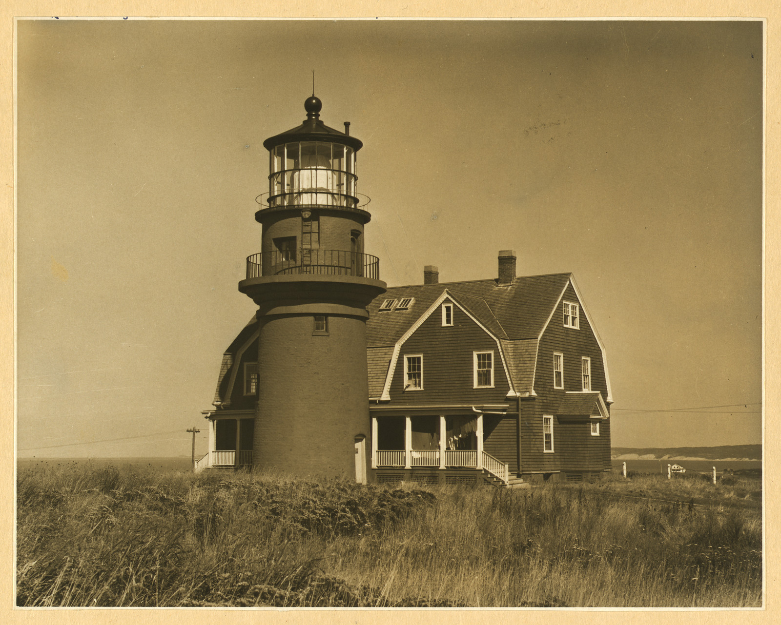 Lighthouse with keeper's house, Gay Head Light, Martha's Vineyard — historic image