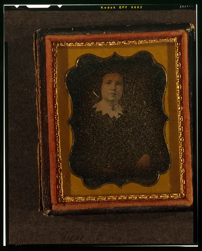 Unidentified woman, half-length daguerreotype portrait in case