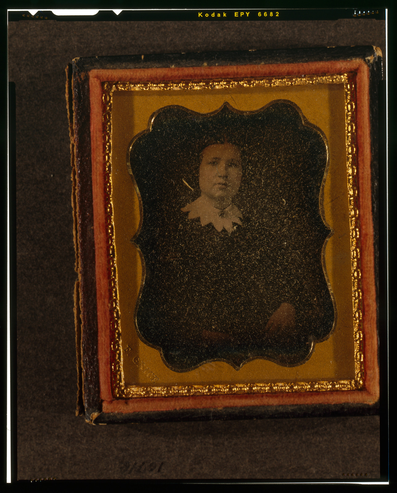 Unidentified woman, half-length daguerreotype portrait in case, 1855 — historic photograph