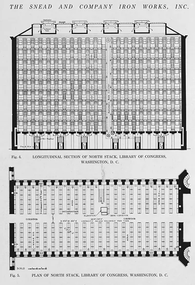Longitudinal section of north stack, Library of Congress, Washington, D.C.