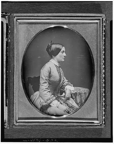 Seated woman in profile, daguerreotype portrait, c. 1850