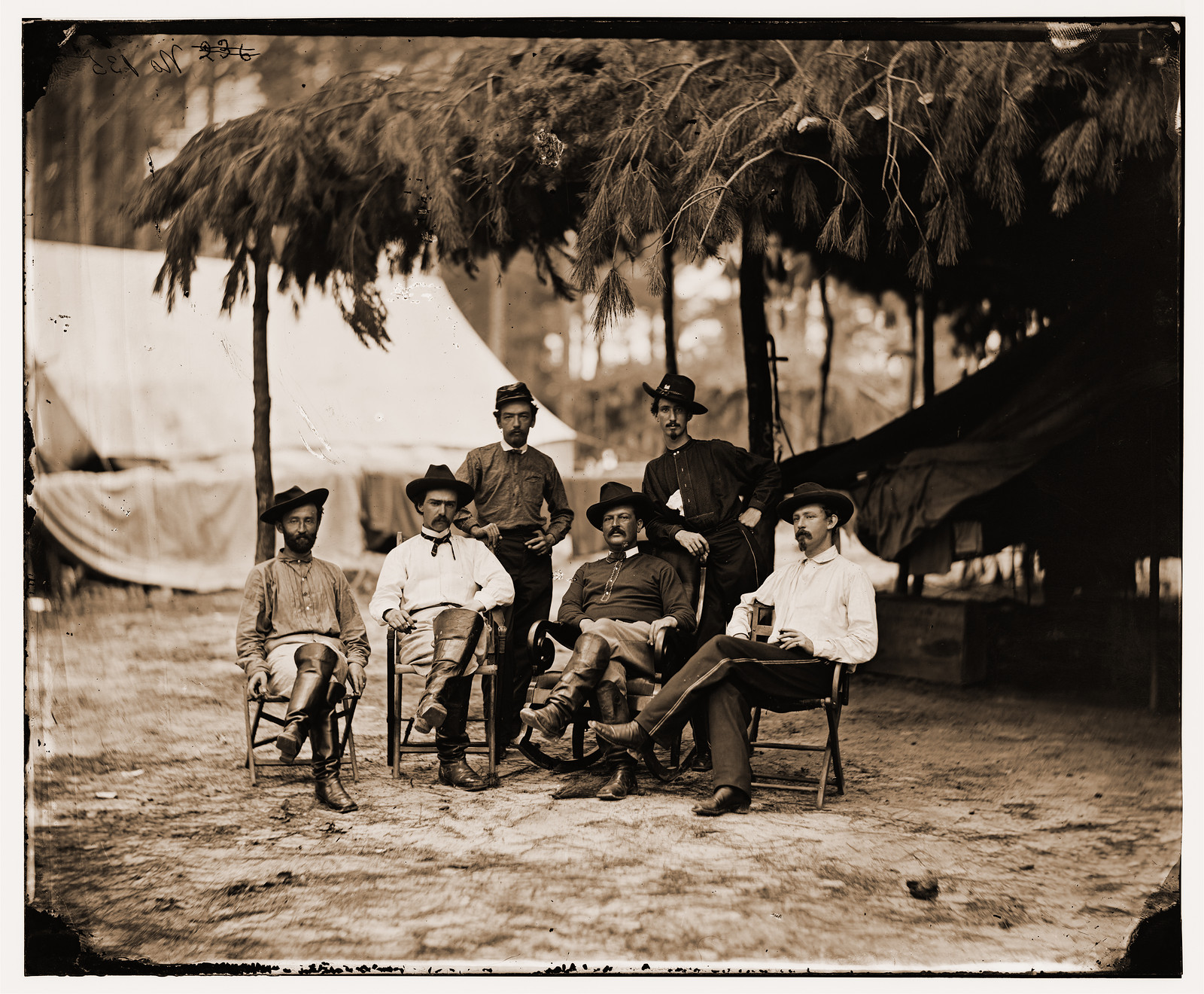 Petersburg Virginia. Group of officers at headquarters Army of the Potomac, 1864 — historic photograph