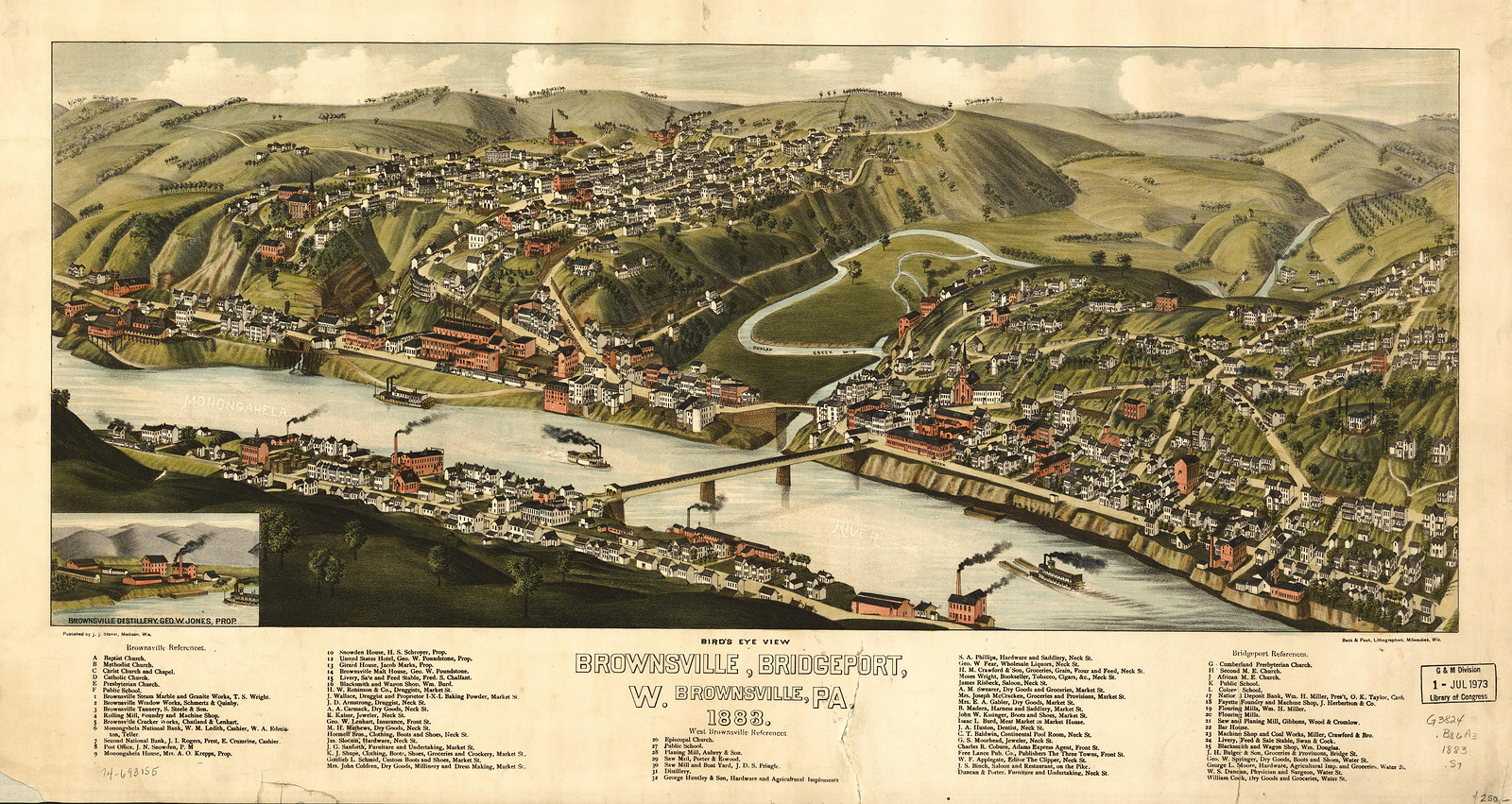 Brownsville, Pennsylvania, 1883, 1883 — antique map