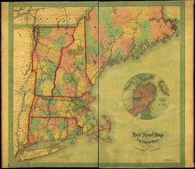 rr001090Telegraph and Rail Road map of the New England States